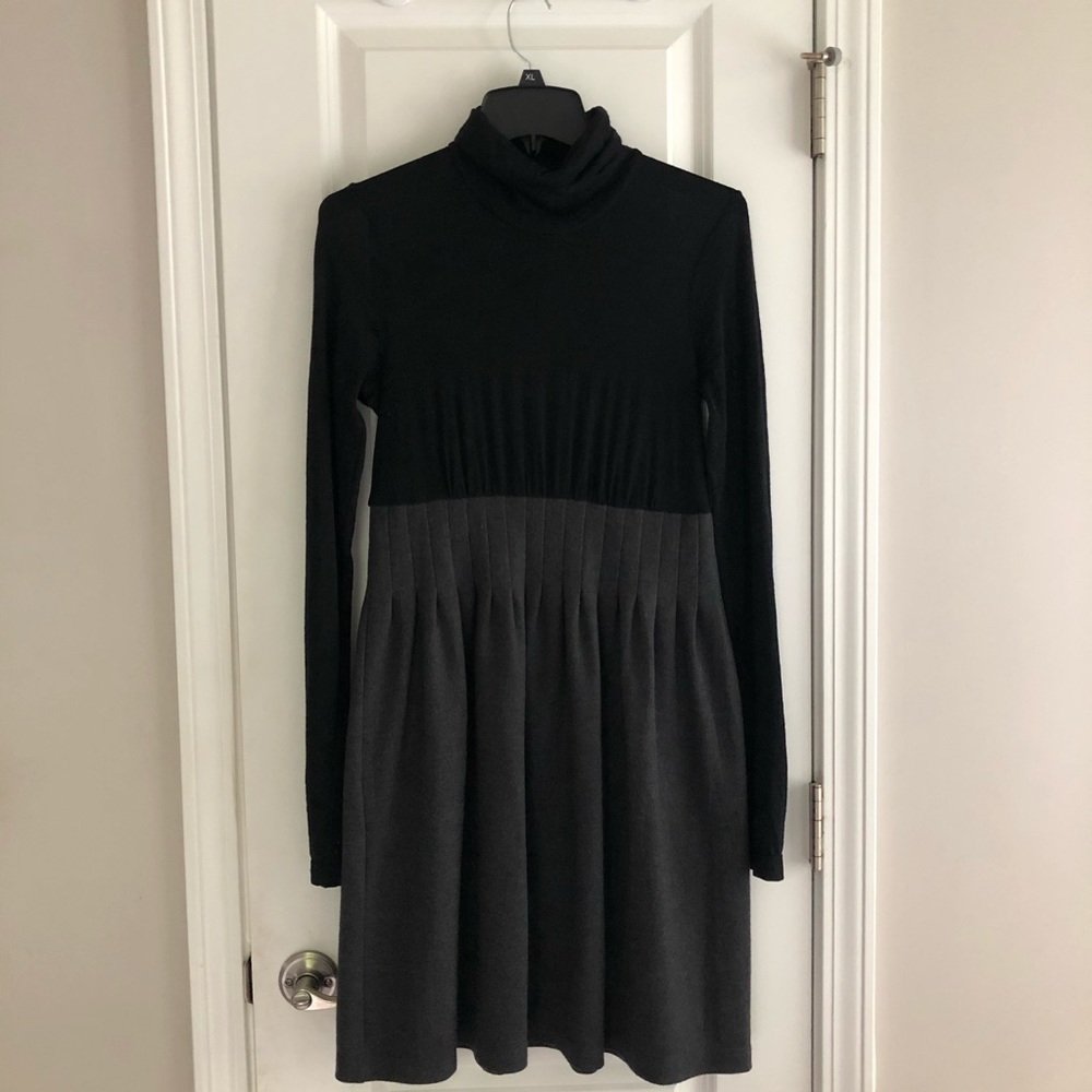 COPY - Theory Pleated Dress, Sheer Top, Black & G…